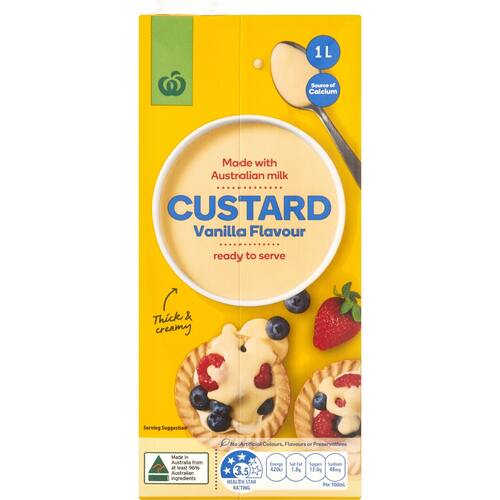 Woolworths Long Life Custard Vanilla flavour 1L bunch