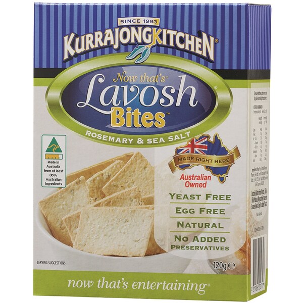 Kurrajong Kitchen Lavosh Bites Rosemary Sea Salt 120g