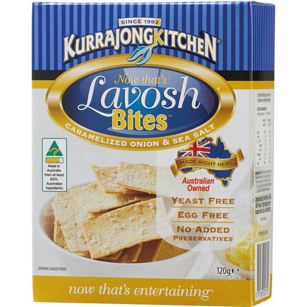 Kurrajong Kitchen Lavosh Bites Caramalised Onion & Sea Salt 125g