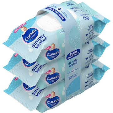 Curash Simply Water Wipes 80 x pack Woolworths
