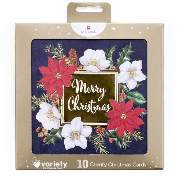 John Sands Christmas Flowers Boxed Christmas Cards 10 Pack
