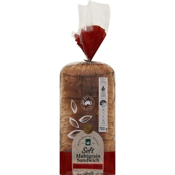 Woolworths Multigrain Soft Sandwich Bread 700g bunch