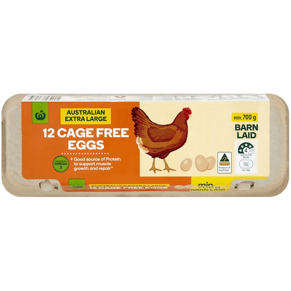 Woolworths 12 Extra Large Cage Free Eggs 700g