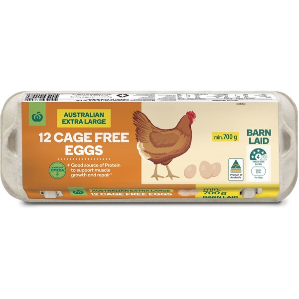 Woolworths 12 Extra Large Cage Free Eggs 700g