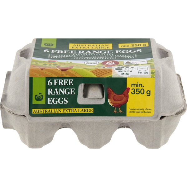 Woolworths 6 Extra Large Free Range Eggs 350g