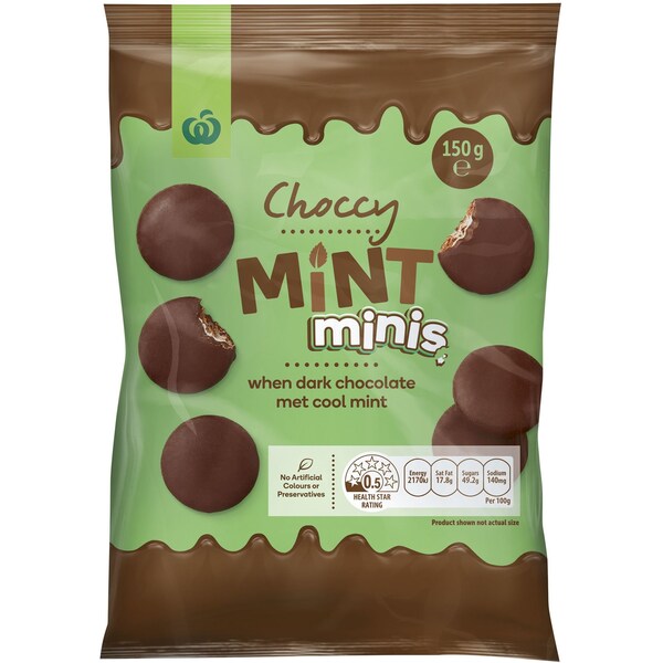 Woolworths Choccy Mint Minis 150g