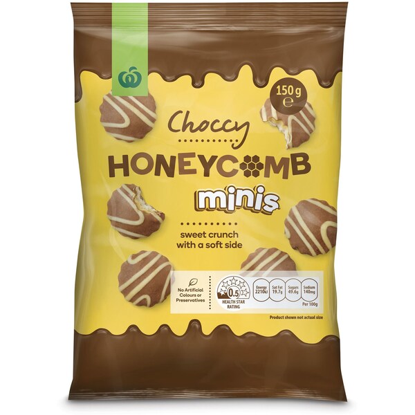 Woolworths Choccy Honeycomb Minis 150g