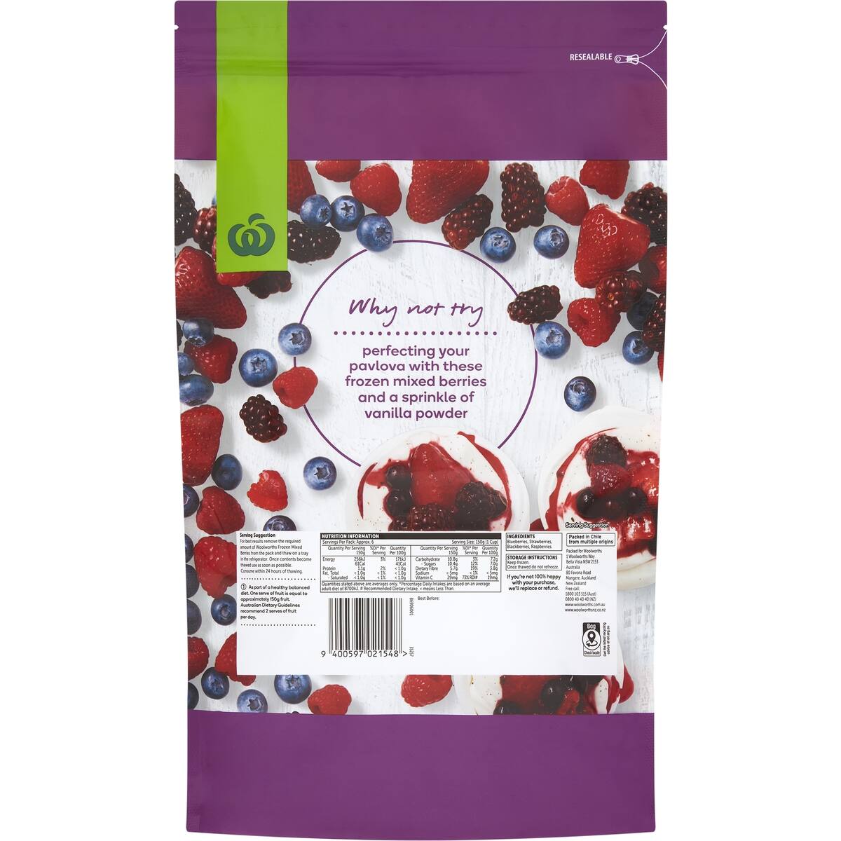 Woolworths Frozen Mixed Berries 1kg bunch