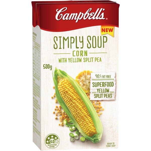 Campbell's Simply Corn & Yellow Split Pea Soup 500g