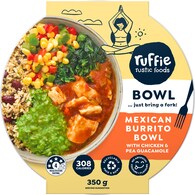 Ruffie Mexican Burrito Bowl with Chicken & Pea Guacamole