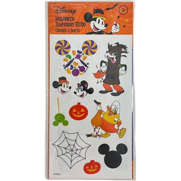 Halloween Disney Temporary Tattoo 2 Sheets Mickey each