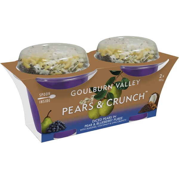 Goulburn Valley Peaches & Crunch With Pear & Blueberry Puree 370g