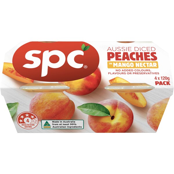 SPC Diced Peaches In Mango Nectar 4 Pack 480g