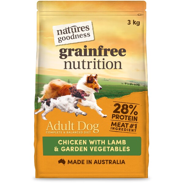 Natures Goodness Grain Free Adult Dry Dog Food Chicken, Lamb & Garden Veges 3kg