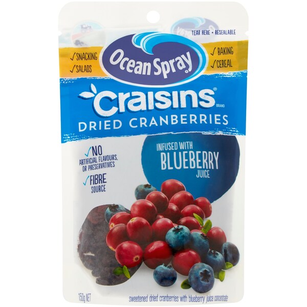 Ocean Spray Craisins Dried Cranberries Infused With Blueberry Juice 150g