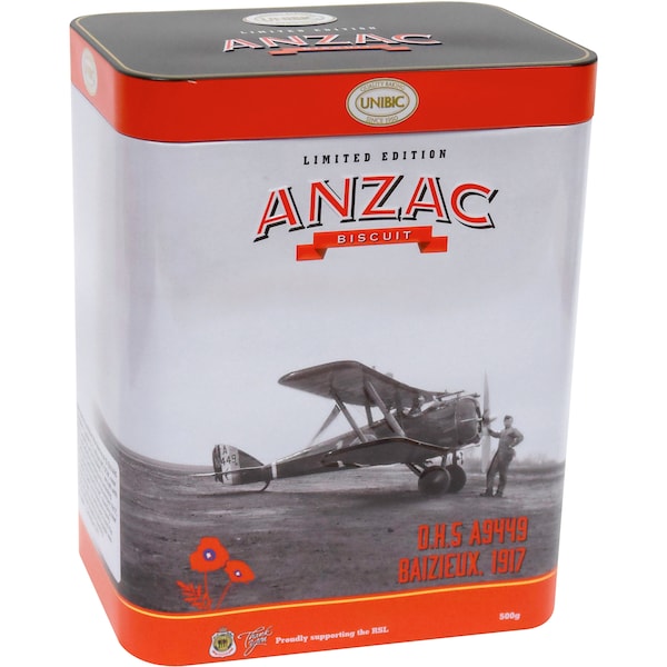 Unibic  Anzac Biscuit Tin Plane & Aans 500g