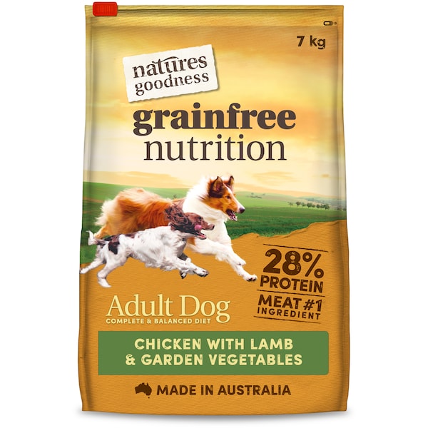 Natures Goodness Grain Free Adult Dry Dog Food Chicken, Lamb & Garden Veges 7kg