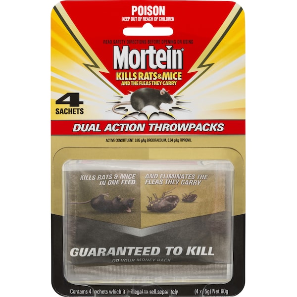 Mortein Kills Rats & Mice Throwpacks 4 Pack