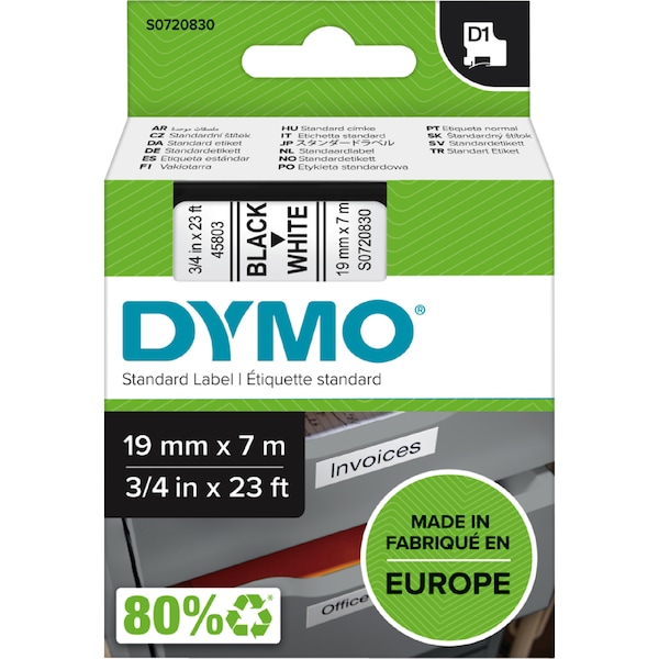 Dymo Standard 19mm x 7m Label Refill White each