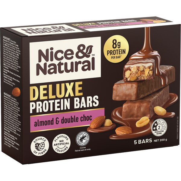 Nice & Natural Deluxe Protein Almond & Double Choc 5 Pack 200g