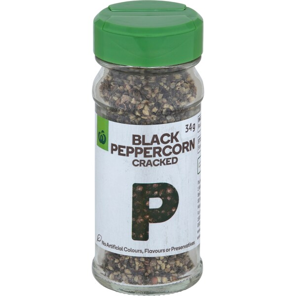 Woolworths Black Peppercorn Cracked 34g