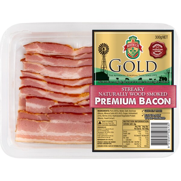Bertocchi Gold Streaky Premium Bacon 300g