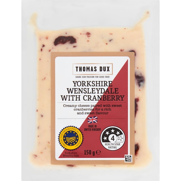 Thomas Dux Yorkshire Wensleydale Cheese With Cranberry 150g