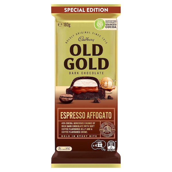 Cadbury Old Gold Espresso Affogato Dark Chocolate Block 180g