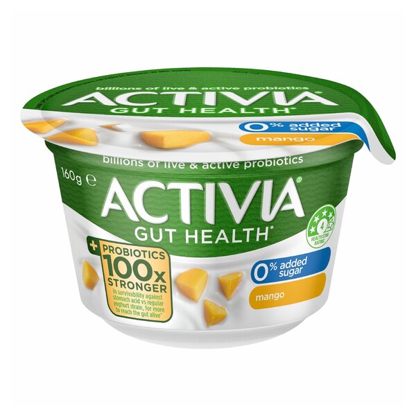 Activia Danone Probiotic Yoghurt No Added Sugar Mango 160g
