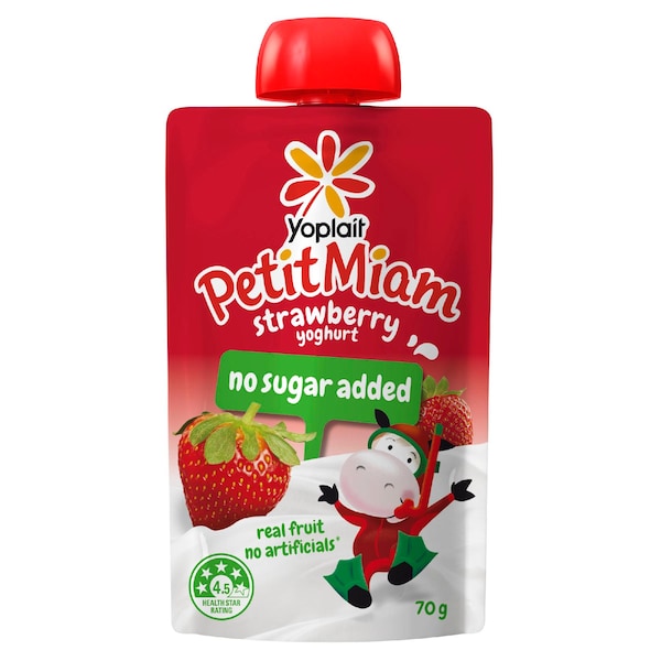 Yoplait Petit Miam Kids Yoghurt Pouch Strawberry No Sugar Added 70g