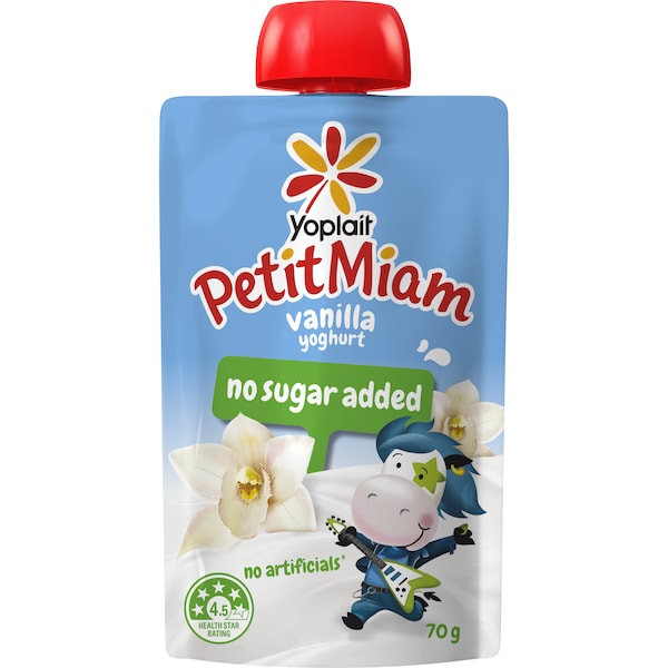 Yoplait Petit Miam Kids Yogurt Pouch Vanilla No Sugar Added 70g