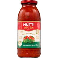 Mutti Sugo Semplice Pasta Sauce Mediterranean Herbs