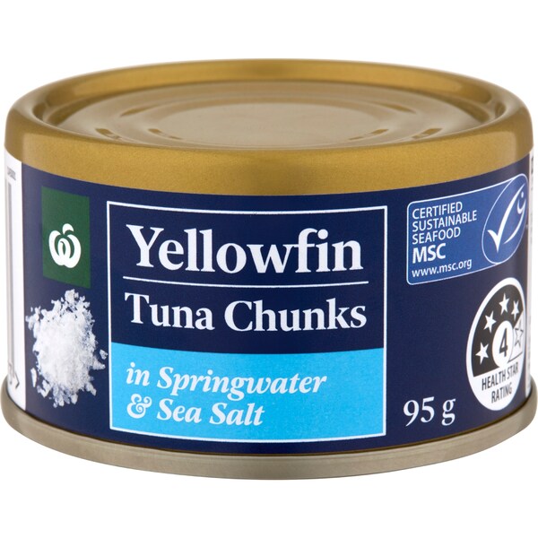 Woolworths Yellowfin Tuna Chunks Springwater & Sea Salt 95g