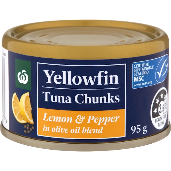 Woolworths Yellowfin Tuna Chunks Olive Oil With Lemon Pepper 95g