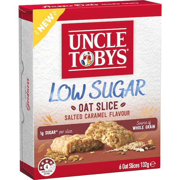 Uncle Tobys Low Sugar Oat Slice Salted Caramel Flavour 6 Pack 132g