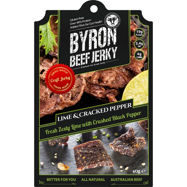Byron Beef Jerky Lime & Cracked Pepper 40g