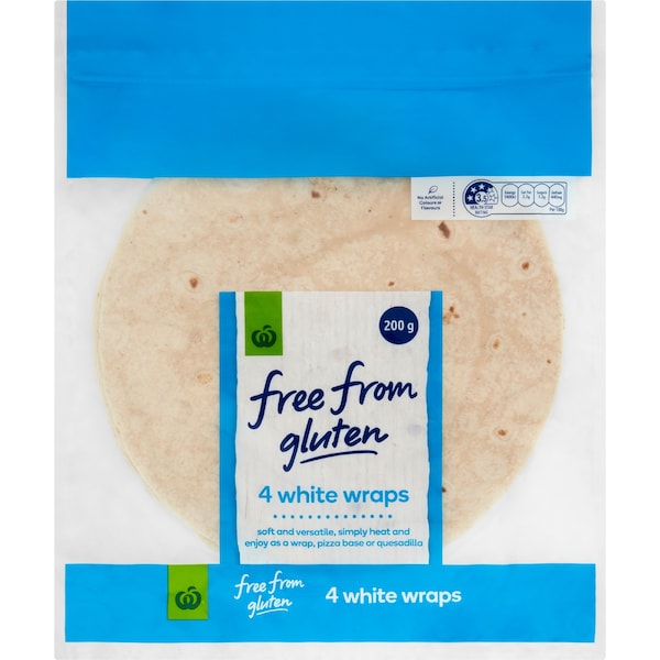 Woolworths Free From Gluten White Wraps 4 pack
