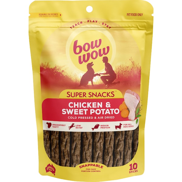 Bow Wow Super Snacks Sticks Chicken & Sweet Potato Dog Treats 10 pack
