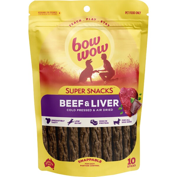Bow Wow Super Snacks Sticks Beef & Liver Dog Treats 10 pack