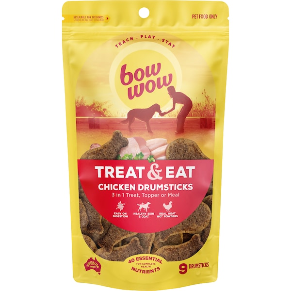 Bow Wow Treat & Eat Chicken Drumsticks Dog Treats 9 pack