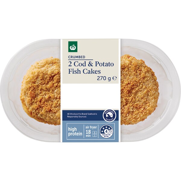 Woolworths 2 Crumbed Cod & Potato Fish Cakes 270g