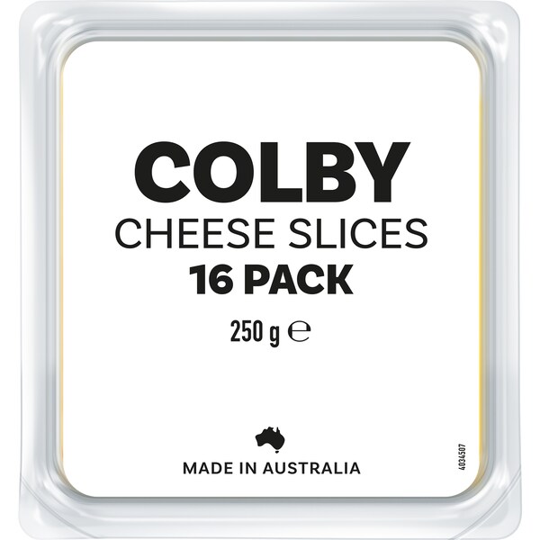 White Label Colby Cheese Slices 16 Pack 250g