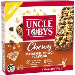 Uncle Tobys Muesli Bar Chewy Caramel Choc 6 Pack 185g – Woolworths