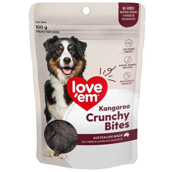 Love'Em Kangaroo Crunchy Bites Dog Treats 100g