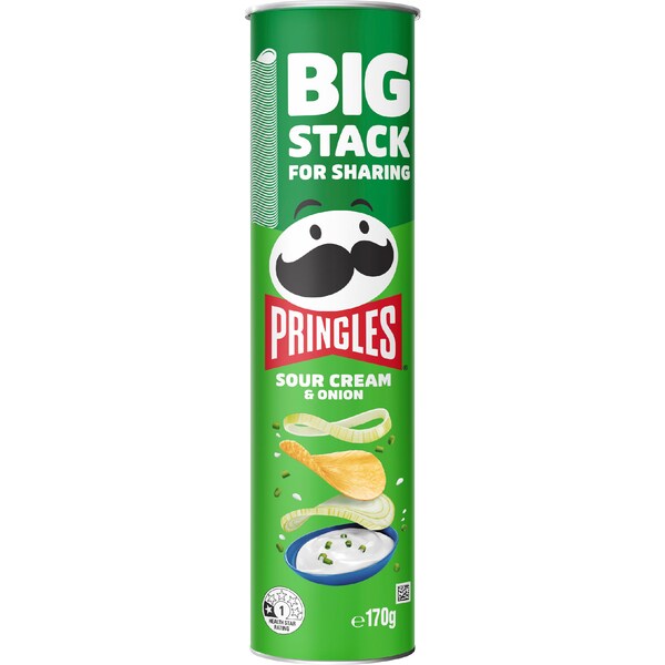 Pringles Big Stack for Sharing Sour Cream & Onion Potato Chips 170g