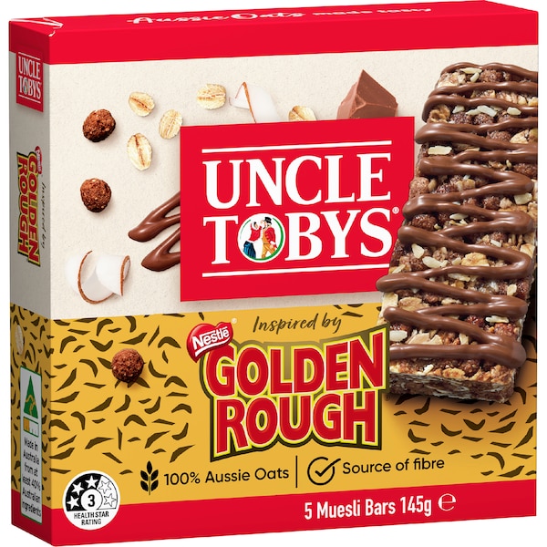 Uncle Tobys Muesli Bars Inspired By Golden Rough 5 Pack 145g