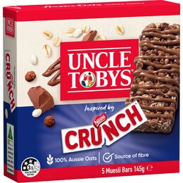 Uncle Tobys Muesli Bar Crunch 5 Pack 145g – Woolworths