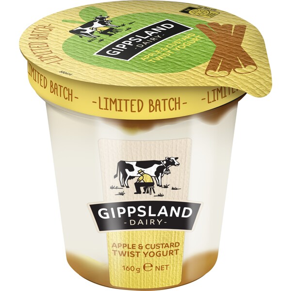 Gippsland Dairy Apple & Custard Twist Yogurt 160g