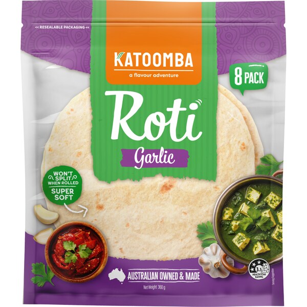 Katoomba Roti Bread Garlic 8 pack
