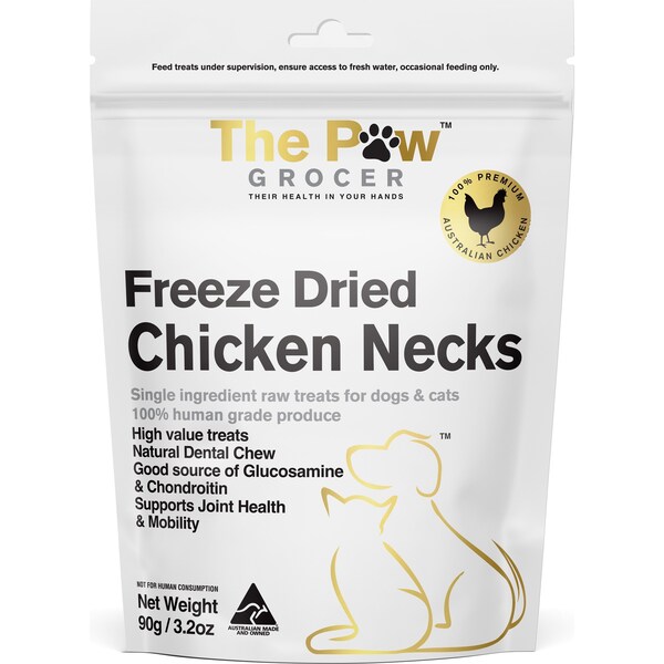 The Paw Grocer Freeze Dried Chicken Necks Dog Treats 90g